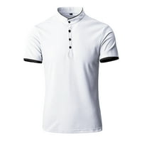 Muška modna casual Sportska jednobojna košulja s ovratnikom s kratkim rukavima, Gornja bluza