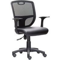 Techni Mobili mrežasta stolica za leđa sa kožnim sjedalima i rukama, crna