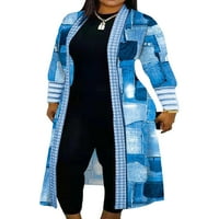 Ženski kardigani s otvorenim prednjim dijelom, ležerna jakna, zimski topli kaput dugih rukava, traper u boji u