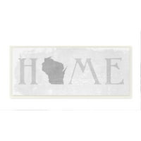 Stupell Industries Wisconsin Map Home State Map siva neutralna teksturirana riječ dizajn zidne ploče umjetnost