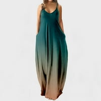 Ljetne haljine plus veličine za žene, ležerna Maksi haljina u boji gradijenta s izrezom u obliku slova u, duga