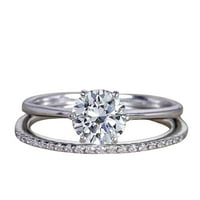 1. zaručnički prsten od moissanita i karatnog dijamanta od bijelog zlata od 10 karata