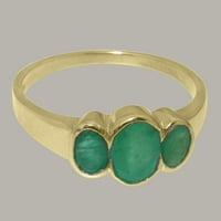 10-karatni prsten od žutog zlata britanske proizvodnje s prirodnim smaragdom ženski zaručnički prsten - opcije