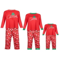 Obitelj Gustave podudaranje božićnih pijama Set Top + Hlače za spavanje Xmas Tiskani stablo odmor od dugih rukava