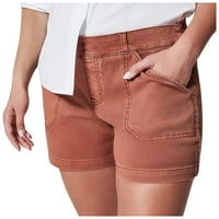 Ženske kratke hlače, traper kratke hlače visokog struka za dizanje utega, jednobojne narančaste hlače, traperice