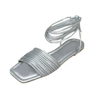 Modna proljetna i ljetna sandala sandala ravnog dna Otvoreni nožni prst rimski Strappy Style Solid Color Beach,