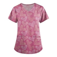 Bluza s kratkim rukavima grafički otisci vrhova V-izrez ljeto za žene ružičasto 2xl