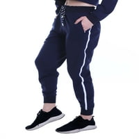 Jednobojne sportske hlače u boji blokirane u boji s džepom za trčanje za žene