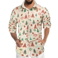 muške košulje za muškarce, bluza s reverom, Muška božićna košulja, ležerna Moda, digitalni top s printom od 3
