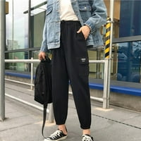 Ulična odjeća U Stilu Harajukua do gležnja, rastezljive obične Ležerne teretne hlače visokog struka s džepovima