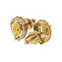 Naušnice od žutog zlata od 14 karata s imitacijom žutog dijamanta u obliku kruške, zavrnute unatrag.