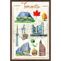 Graviranje uokvirene slike Šarmantni Toronto-Antikviteti