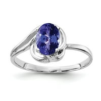 Čvrsto 14K bijelo zlato 7x ovalni tanzanit plavi prosinac zaručnički prsten za zaručnički prsten 7