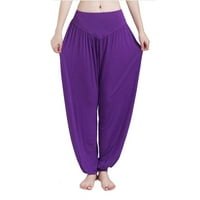 Ženske joga hlače visokog struka široke modalne hlače jednobojne Harem hlače za trbušni ples Chi Tai