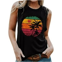 Sunčeva sol pijeska plaža kokosova stabla tenk za žene ljetne ručno bez rukava grafički spremnici camis djevojke