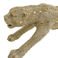 33 8 Zlatni polistonski isklesani leopard skulptura s leopardom s dijamantskim zrcalnim naglaskom