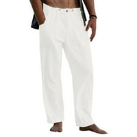 Muške hlače ležerni trening jogging jednobojne hlače duge široke hlače s džepom na kopčanje i vezicama ležerni