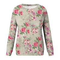 Gotyou ženskog posada pulover cvjetni print džemperi košulje dugih rukava tunike za gamaše vruće ružičaste xxxl