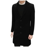 Muška službena jednodijelna jakna s figurama, duga vunena topla jakna, gornja odjeća-Crna