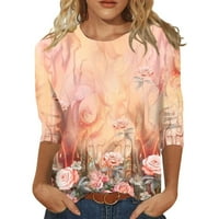 Ženske bluze posada vrata cvjetna bluza casual žena vruća prodajna rukava majice ružičaste xl