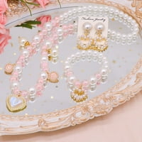 Nakit Setovi ogrlica od perli i narukvica od perli za djevojčice Princess outfit Igranje uloga srce