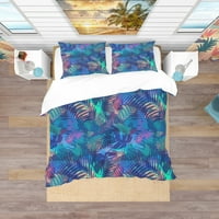 Moderni set pokrivača za poplune tropski uzorak palminog lišća