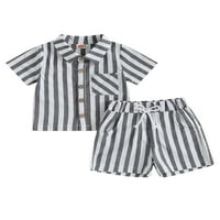 Ljetni Kompleti za dječake košulja kratkih rukava s gumbima na reveru i kratke hlače Na pruge