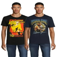 Indiana Jones muške i velike muške retro grafičke majice, 2-paket, veličina S-5xl
