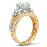 3. dijamant okruglog reza s imitacijom zelenog dijamanta od žutog i bijelog zlata od 14 karata s naglascima vjenčani