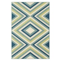 Moderni tepisi u Aztečkom i geometrijskom stilu, plavo-bijelo-zeleni, 79 114
