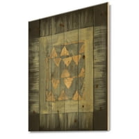 DesignArt 'Sažetak zlato geometrijske tapiserije' Moderni i prijelazni otisak na prirodnom borovom drvetu
