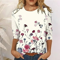 Ženski vrhovi dugih rukava proljetne i jesenske posade vrat cvjetni tiskani labavi bluza casual i modne majice