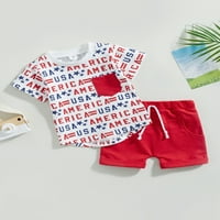 4. srpnja, Komplet odjeće za Dan neovisnosti za dječake i djevojčice s printom slova, majica kratkih rukava s
