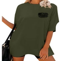 Ljetna ležerna majica za žene, majice s okruglim vratom i kratkim rukavima, labavi kroj, tunika, bluza, vojnička