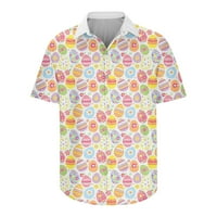SimpleMasygeni Dan oca muške bluze ležerna mekana mekana udobna uskrsna print havajska košulja za reverce košulja