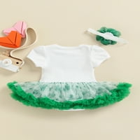 Ineven St. Patrick's Day Baby proljetni odmor odjeća za rukav za rukav za ručak romper tutu haljina