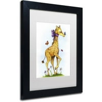 Zaštitni znak likovna umjetnost Lijep u lavandi žirafa platno umjetnost Jennifer Nilsson, White Matte, crni okvir