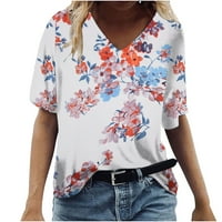 ljetne košulje za žene Plus size, majice s izrezom u obliku slova A i slikovitim cvjetnim printom, ugrađene osnovne