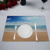 Plaža i tropsko more sunčanog dana kuhinjske prostirke za blagovaonski stol veličina salvete, Set