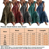 Glookwis Women v Neck Maxi haljine seksi ljetni cvjetni print plaža Sundress casual labava lepršana haljina