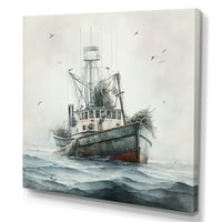 Jedinstveni ribarski brod na oceanu I platno zidna umjetnost
