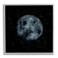 Stupell Industries zatamnio Mjesec Dark Starry Galaxy Akvarel Effect Framed Wall Art, 17, Dizajn Rachel Nieman