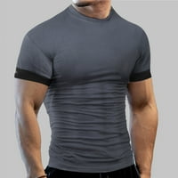 Mužjaka cijele sezone majica djelomična okrugli vrat Čvrsta boja Print Udobno kratki rukavac Slim Fit Crew Top