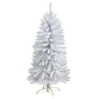 Gotovo prirodno bijelo tanko bijelo umjetno božićno drvce od 4 inča, prethodno osvijetljeno toplim bijelim LED