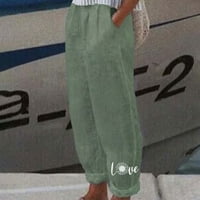 Hlače za žene modni trendovi ženske ljetne Ležerne široke hlače od pamuka i lana s džepnim printom hlače zelene