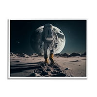 Čovjek na Mjesecu astronaut iz svemira bajke i fantazije slikanje u bijelom okviru umjetnički tisak zidna umjetnost
