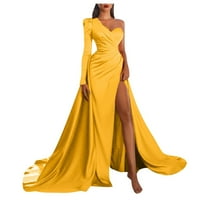 Minidress za žene s dugim rukavima, elegantna haljina s prorezom na jedno rame, večernja duga haljina za bankete