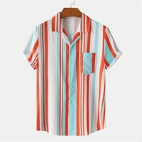 Muške košulje za slobodno vrijeme, Muški ljetni Havaji, prugasti Print, Kubanski Ovratnik, Bluza s kratkim rukavima,