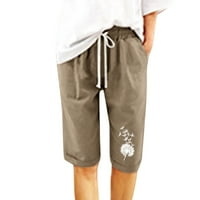 2 / ženske ljetne kratke hlače s cvjetnim printom, pamučne hlače za plažu s vezicama, hlače za vježbanje s pet