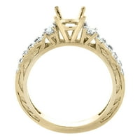 Zaručnički prsten od 14k žutog zlata s prirodnim ružičastim okruglim ugraviranim topazom s dijamantnim naglascima,
